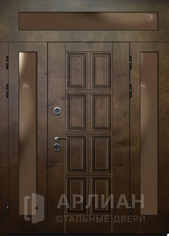 Фото «Полуторная входная дверь с отделкой МДФ и фрамугой №26»